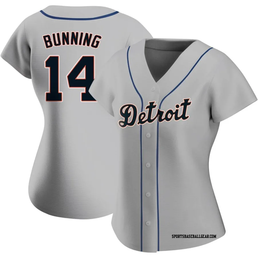 Jim Bunning Women's Detroit Tigers Gray Authentic Road Jersey