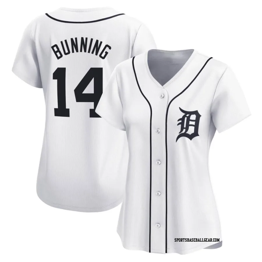 Jim Bunning Women's Detroit Tigers White Limited Home Jersey