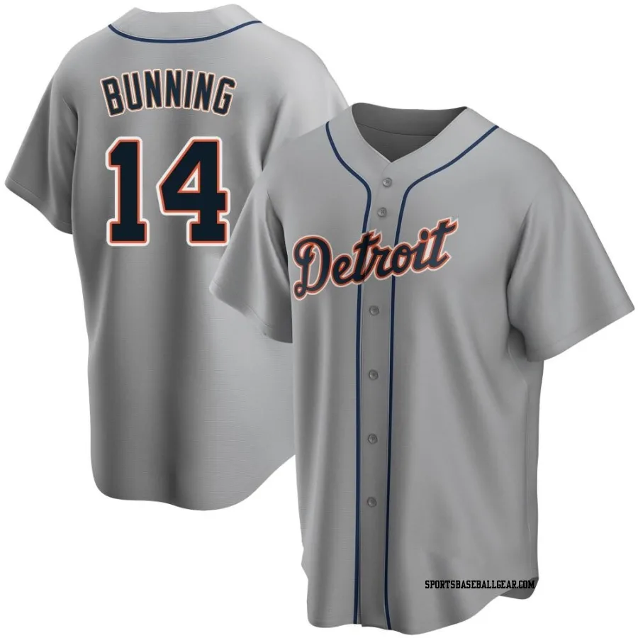 Jim Bunning Youth Detroit Tigers Gray Replica Road Jersey