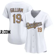 Jim Gilliam Women's Los Angeles Dodgers Gold Limited White 2025 Collection Jersey
