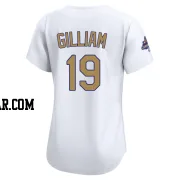 Jim Gilliam Women's Los Angeles Dodgers Gold Limited White 2025 Collection Jersey