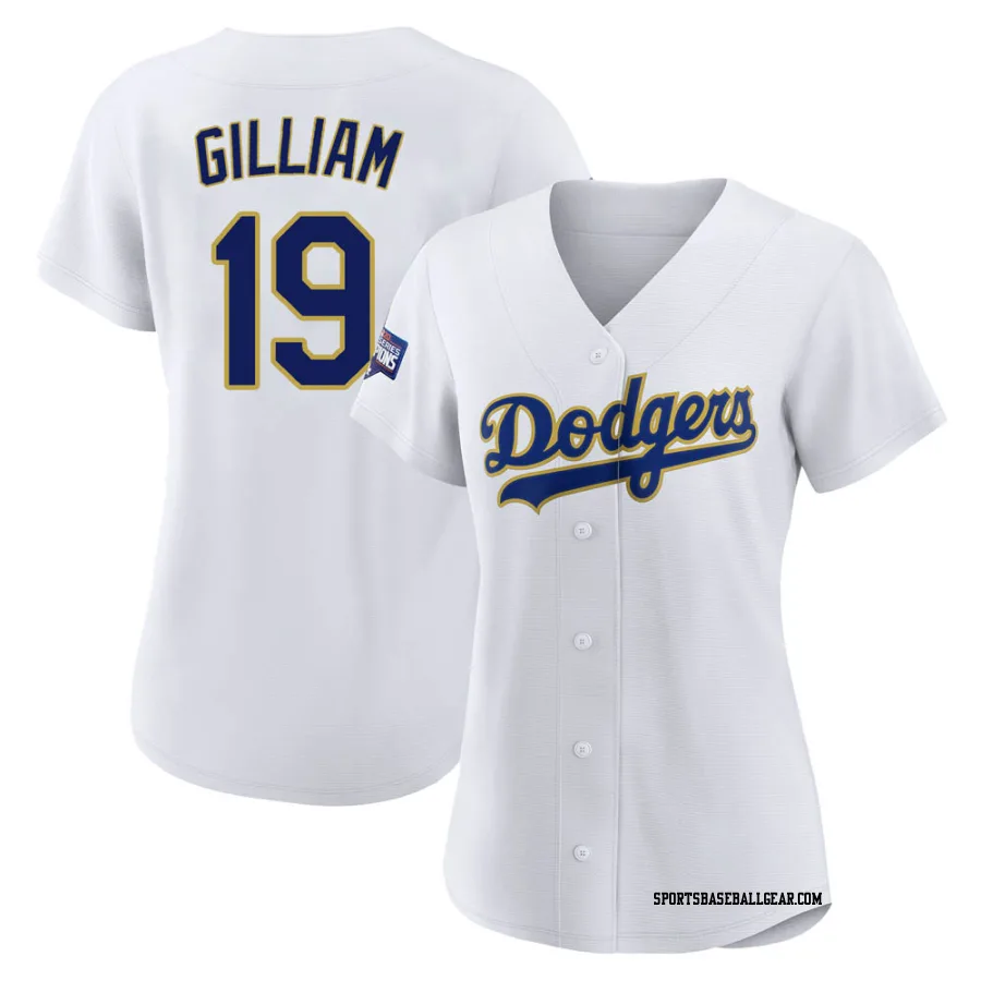 Jim Gilliam Women's Los Angeles Dodgers White/Gold Authentic 2021 Gold Program Player Jersey