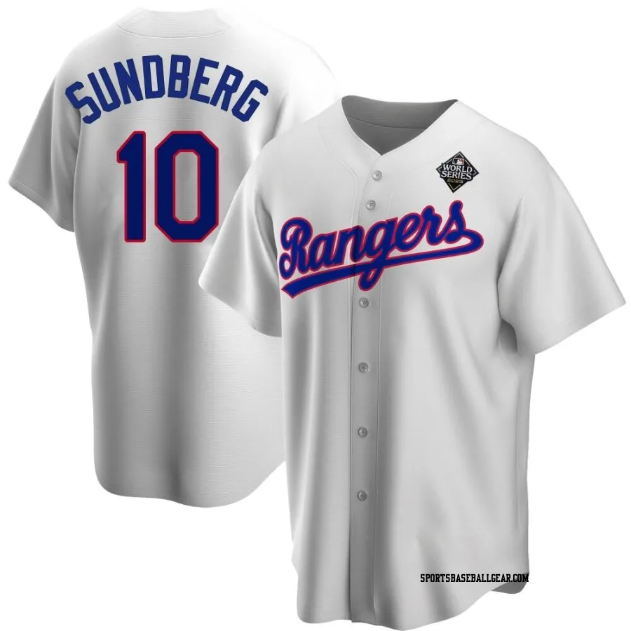 Jim Sundberg Men's Texas Rangers White Replica Home Cooperstown Collection 2023 World Series Jersey
