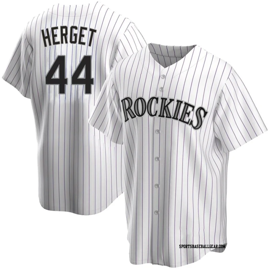 Jimmy Herget Men's Colorado Rockies White Replica Home Jersey