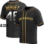 Jimmy Herget Men's Los Angeles Angels Black Golden Replica Alternate Jersey