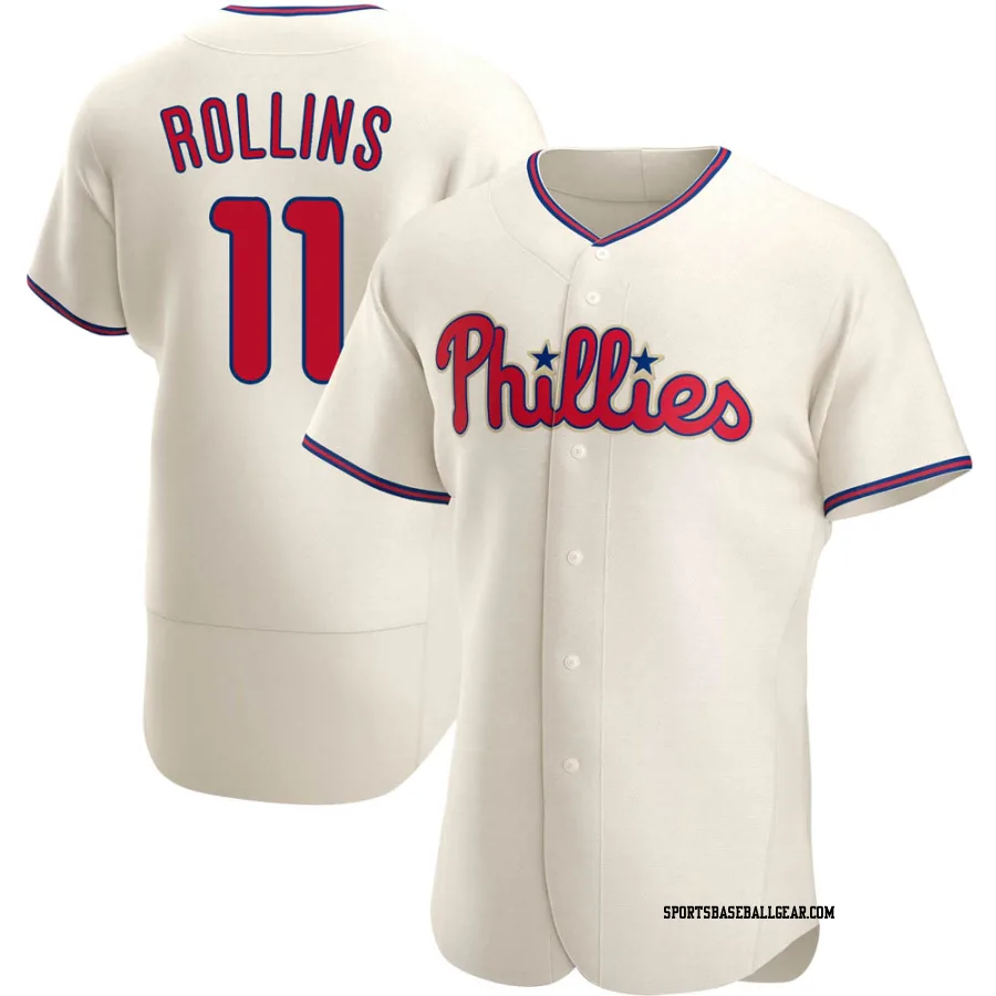 Jimmy Rollins Men's Philadelphia Phillies Cream Authentic Alternate Jersey
