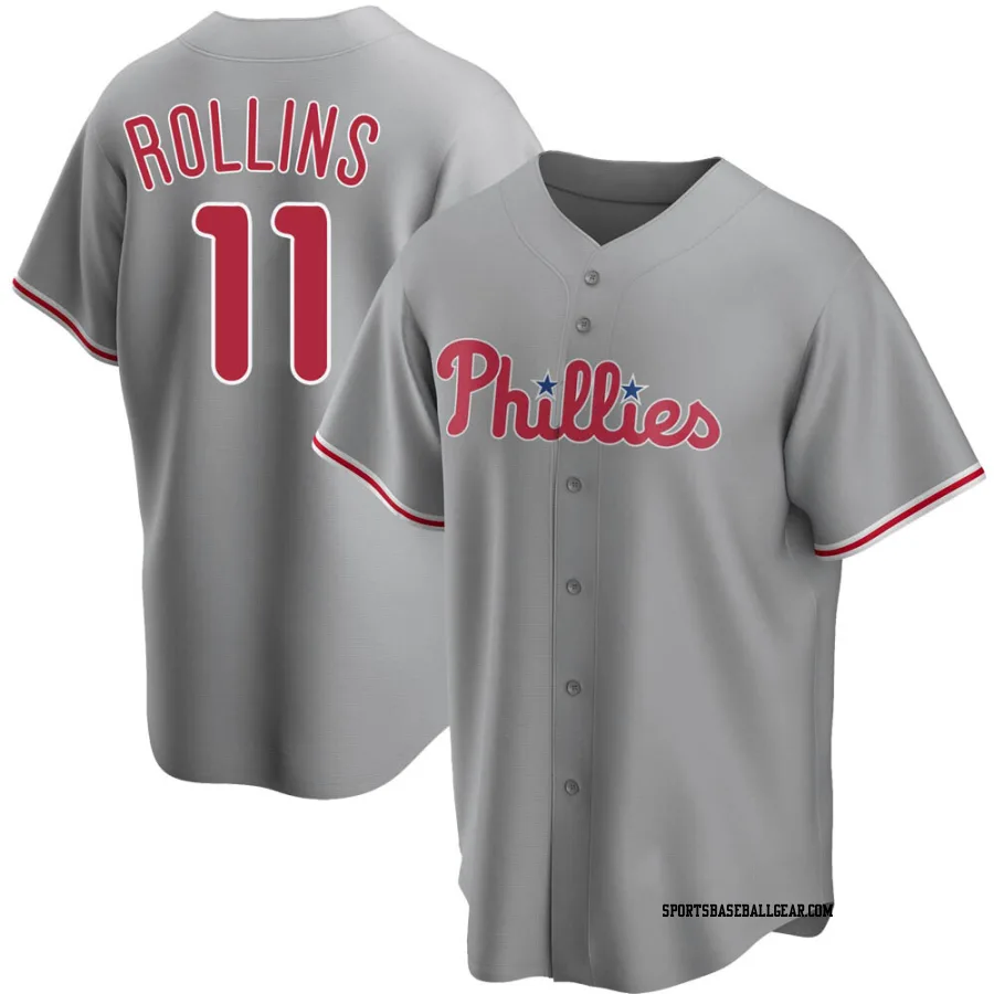 Jimmy Rollins Men's Philadelphia Phillies Gray Replica Road Jersey