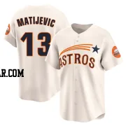 J.J. Matijevic Men's Houston Astros Cream Limited Throwback Cooperstown Collection Jersey