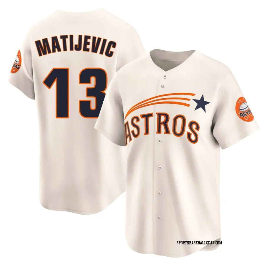 J.J. Matijevic Men's Houston Astros Cream Limited Throwback Cooperstown Collection Jersey