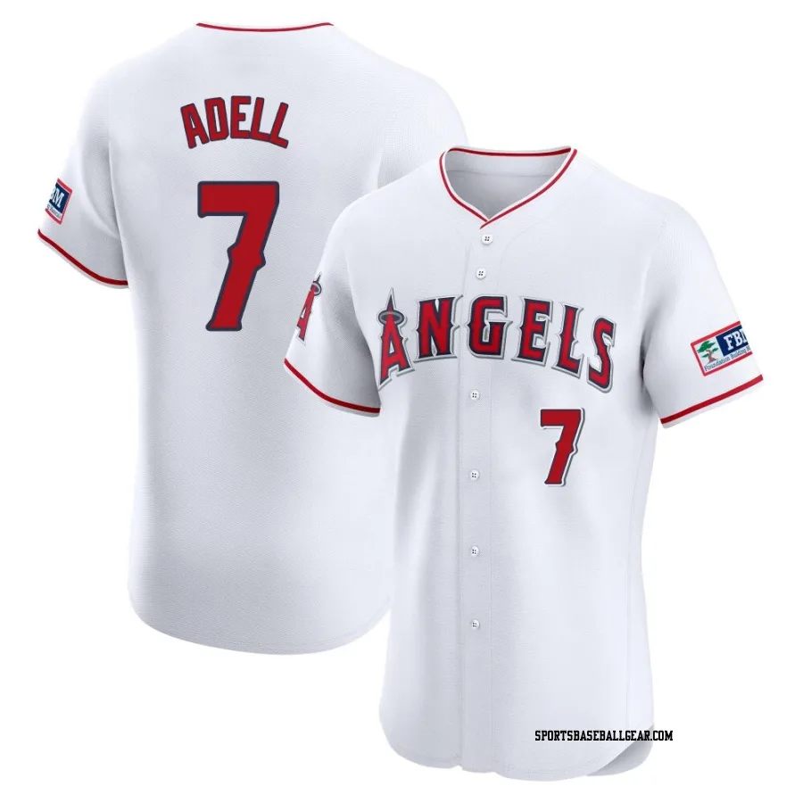 Jo Adell Men's Los Angeles Angels White Elite Home Patch Jersey