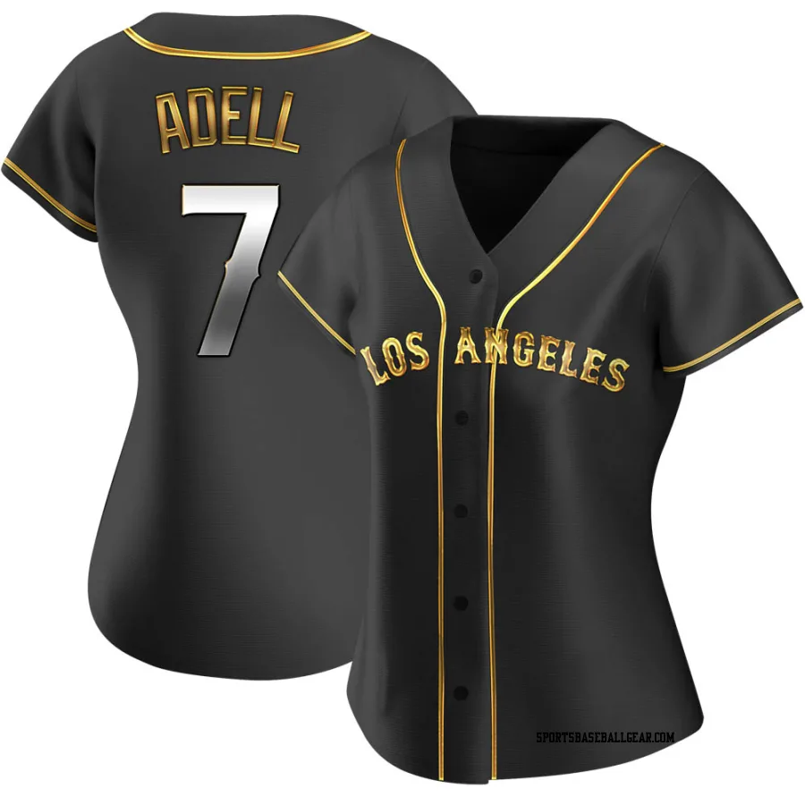 Jo Adell Women's Los Angeles Angels Black Golden Replica Alternate Jersey