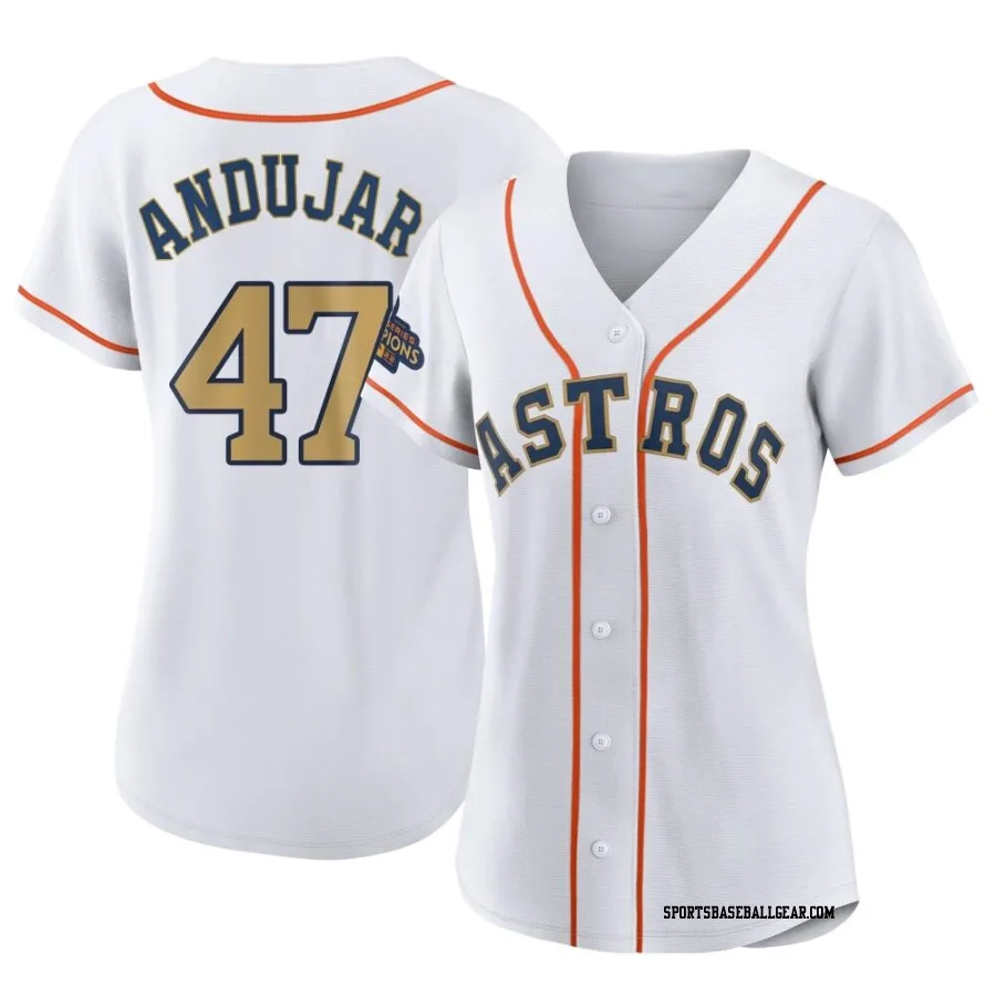 Joaquin Andujar Women's Houston Astros Gold Replica White 2023 Collection Jersey