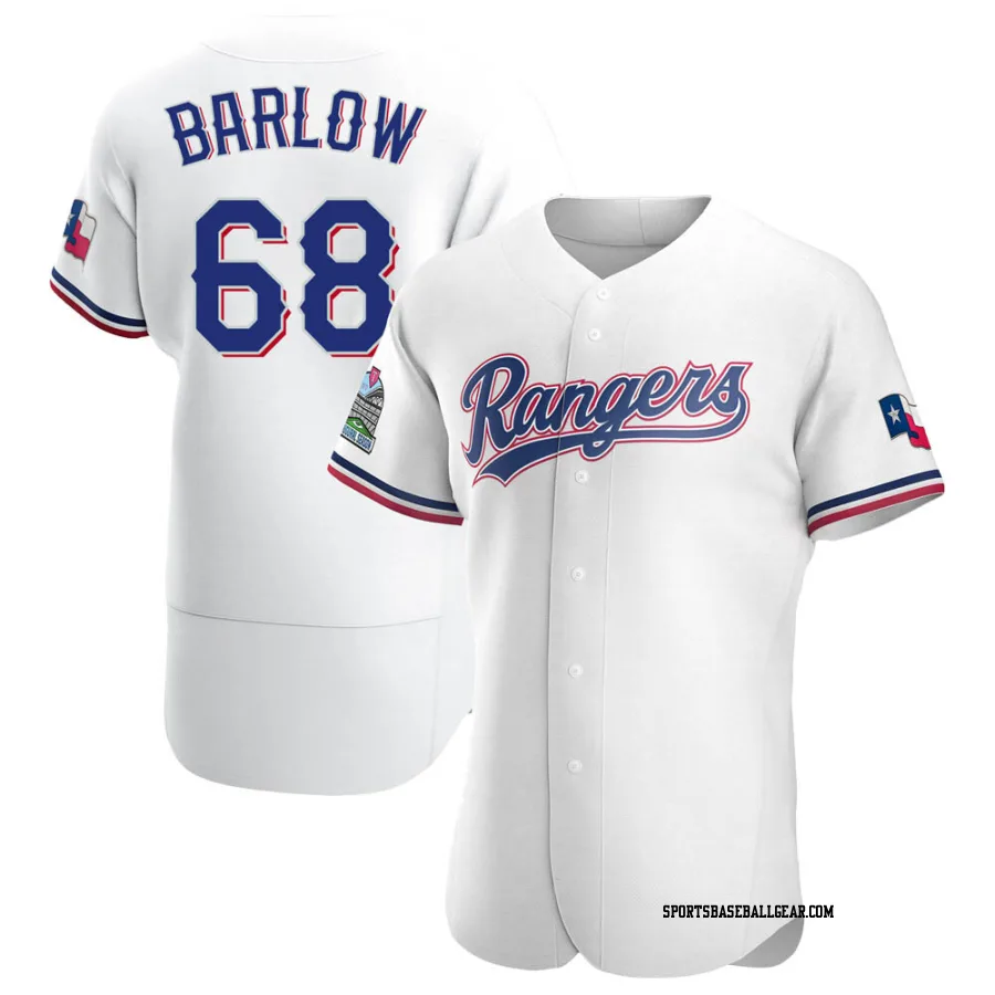 Joe Barlow Men's Texas Rangers White Authentic Home Jersey
