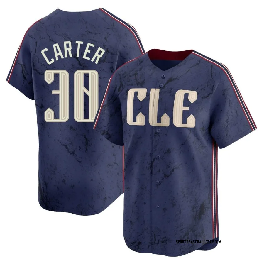 Joe Carter Youth Cleveland Guardians Navy Limited 2024 City Connect Jersey