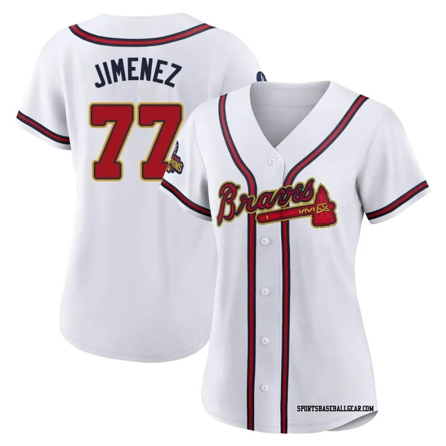 Joe Jimenez Women's Atlanta Braves Gold Replica White 2022 Program Jersey