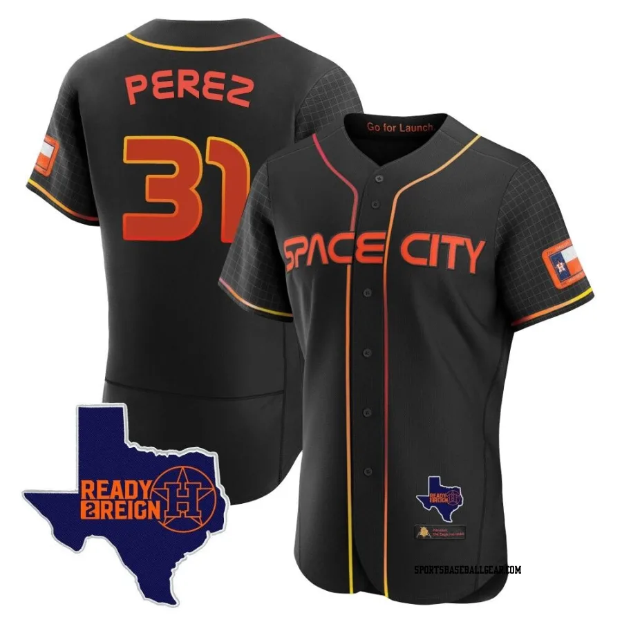Joe Perez Men's Houston Astros Black Authentic 2023 Space City Ready 2 Reign Flex Base Jersey