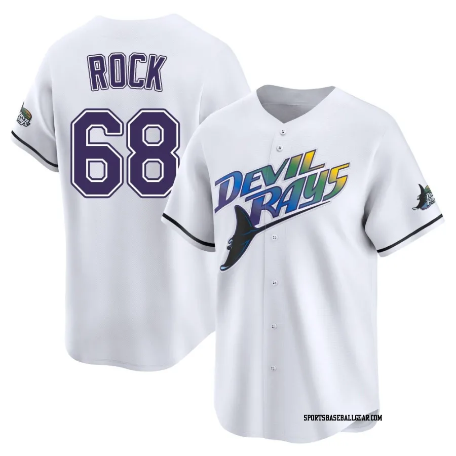 Joe Rock Men's Tampa Bay Rays White Limited Throwback Cooperstown Jersey