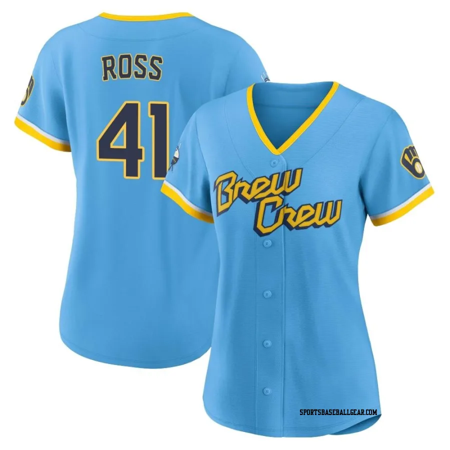 Joe Ross Women's Milwaukee Brewers Blue Replica Powder 2022 City Connect Jersey