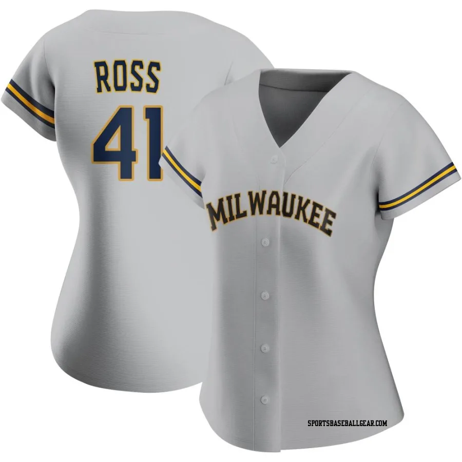 Joe Ross Women's Milwaukee Brewers Gray Replica Road Jersey