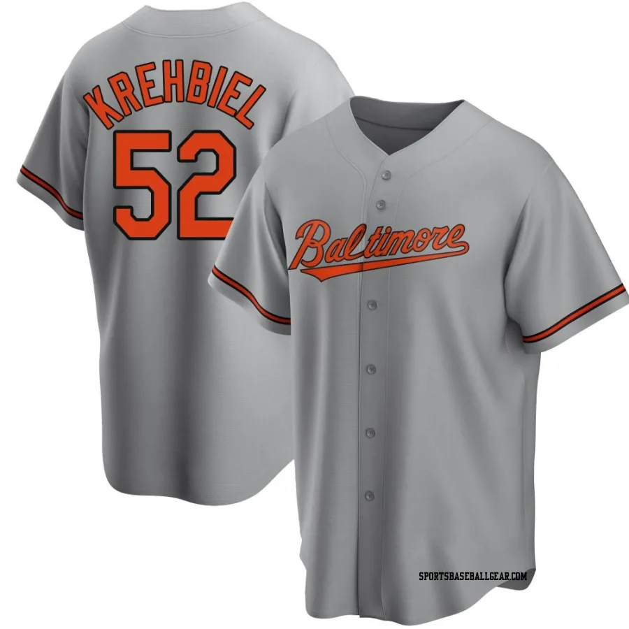 Joey Krehbiel Men's Baltimore Orioles Gray Replica Road Jersey