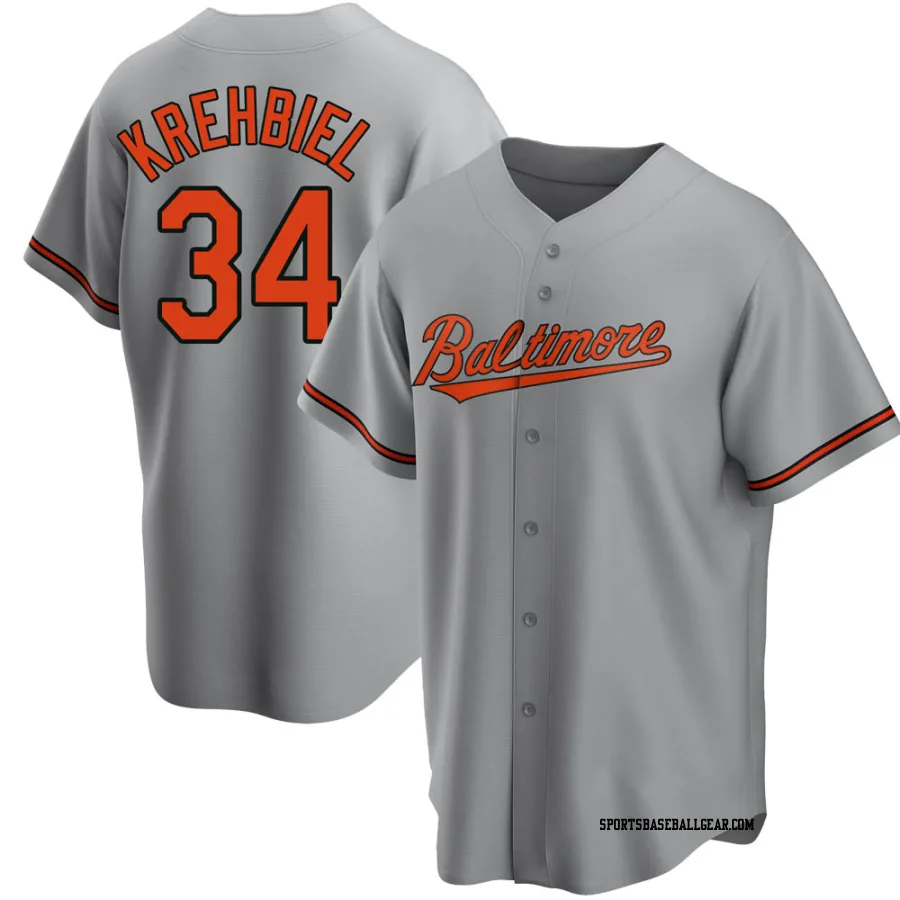 Joey Krehbiel Men's Baltimore Orioles Gray Replica Road Jersey