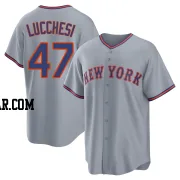 Joey Lucchesi Men's New York Mets Gray Replica Away 2.0 Jersey