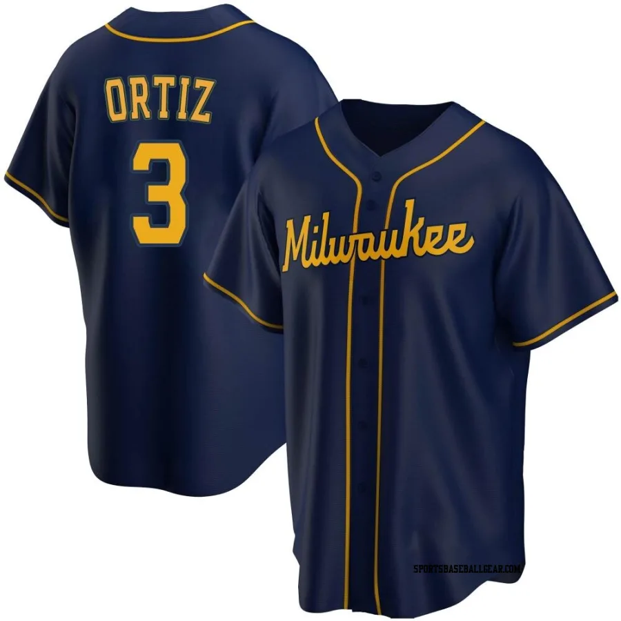 Joey Ortiz Men's Milwaukee Brewers Navy Replica Alternate Jersey