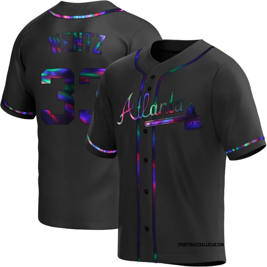 Joey Wentz Men's Atlanta Braves Black Holographic Replica Alternate Jersey