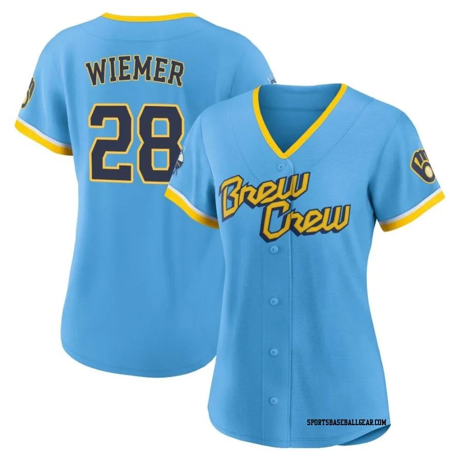 Joey Wiemer Women's Milwaukee Brewers Blue Replica Powder 2022 City Connect Jersey