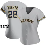 Joey Wiemer Women's Milwaukee Brewers Gray Replica Road Jersey