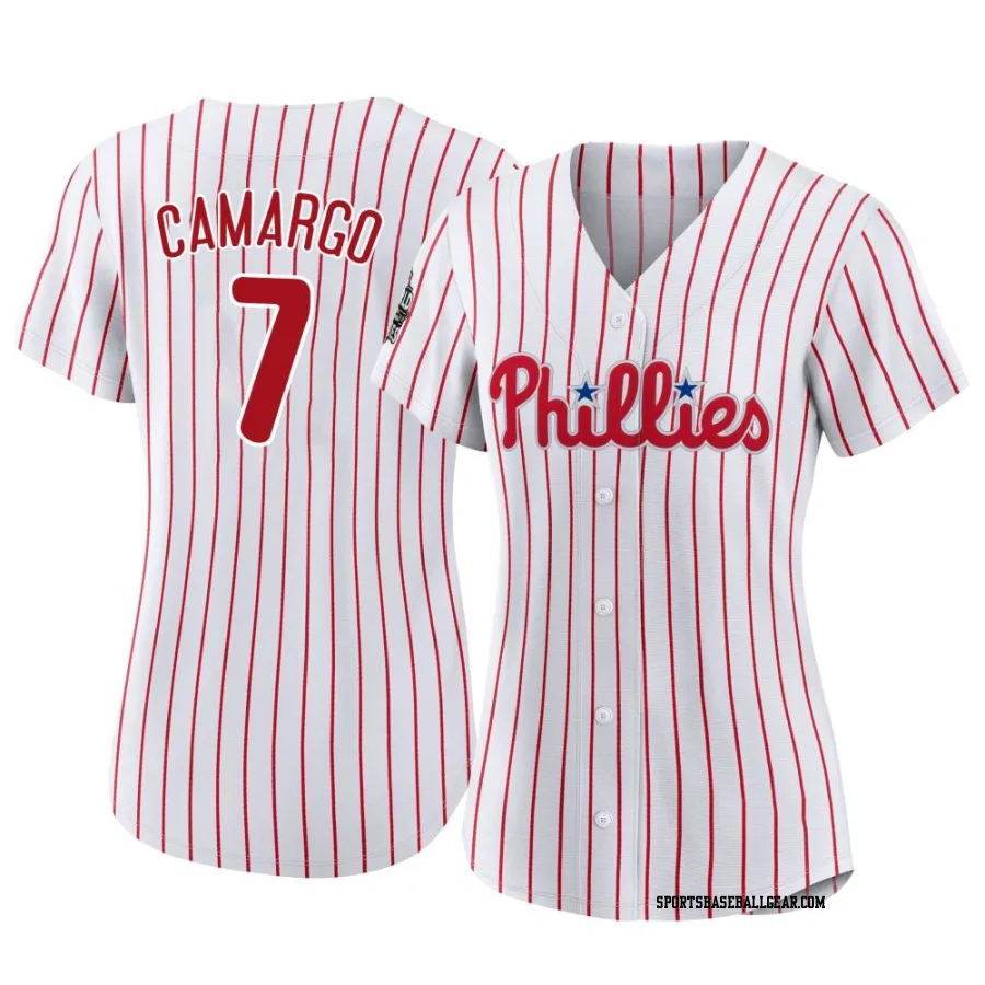 Johan Camargo Women's Philadelphia Phillies White Authentic 2022 World Series Home Jersey