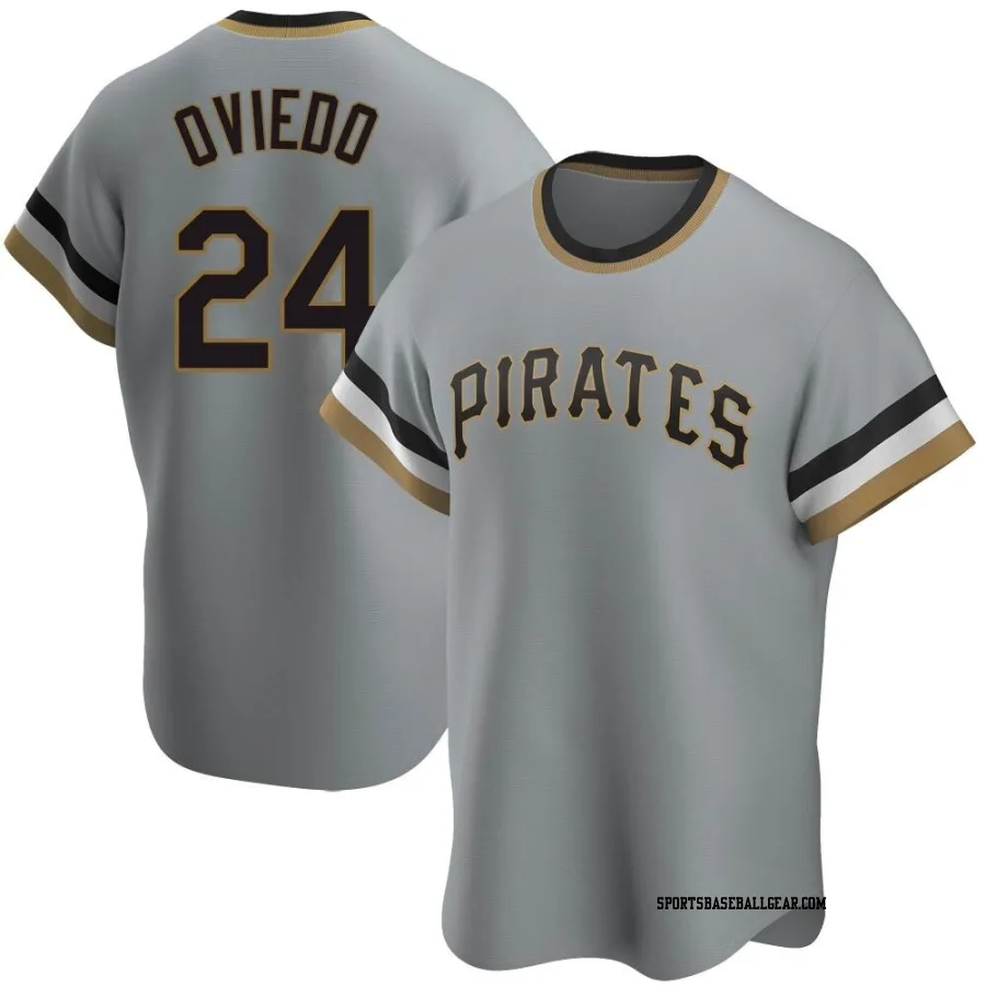 Johan Oviedo Youth Pittsburgh Pirates Gray Replica Road Cooperstown Collection Jersey