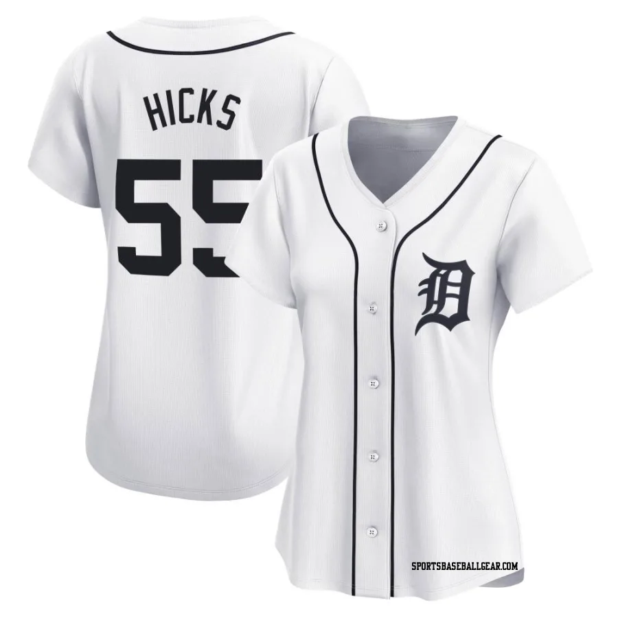John Hicks Women's Detroit Tigers White Limited Home Jersey