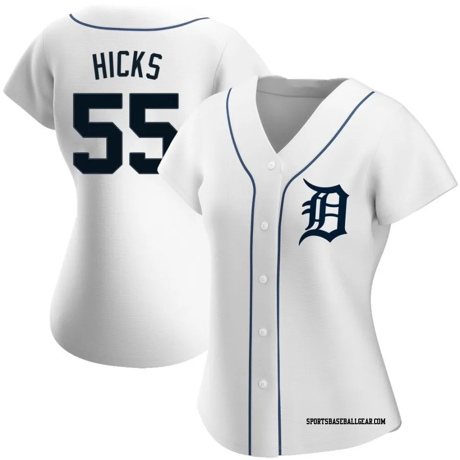 John Hicks Women's Detroit Tigers White Replica Home Jersey