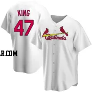 John King Men's St. Louis Cardinals White Replica Home Jersey