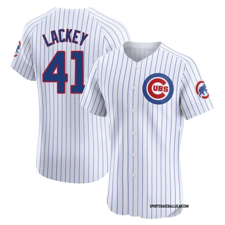 John Lackey Men's Chicago Cubs White Elite Home Jersey