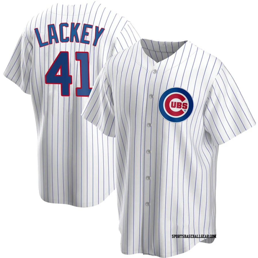 John Lackey Men's Chicago Cubs White Replica Home Jersey