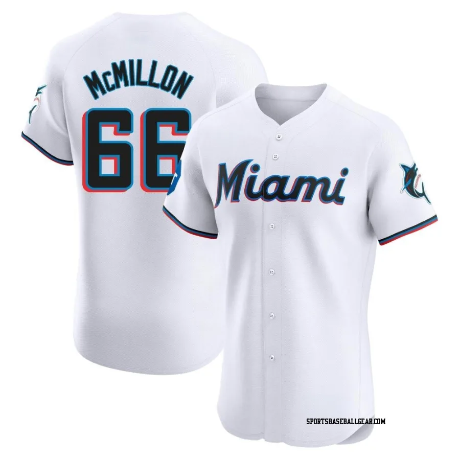 John McMillon Men's Miami Marlins White Elite Home Patch Jersey