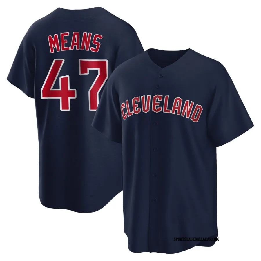 John Means Men's Cleveland Guardians Navy Replica Alternate Jersey