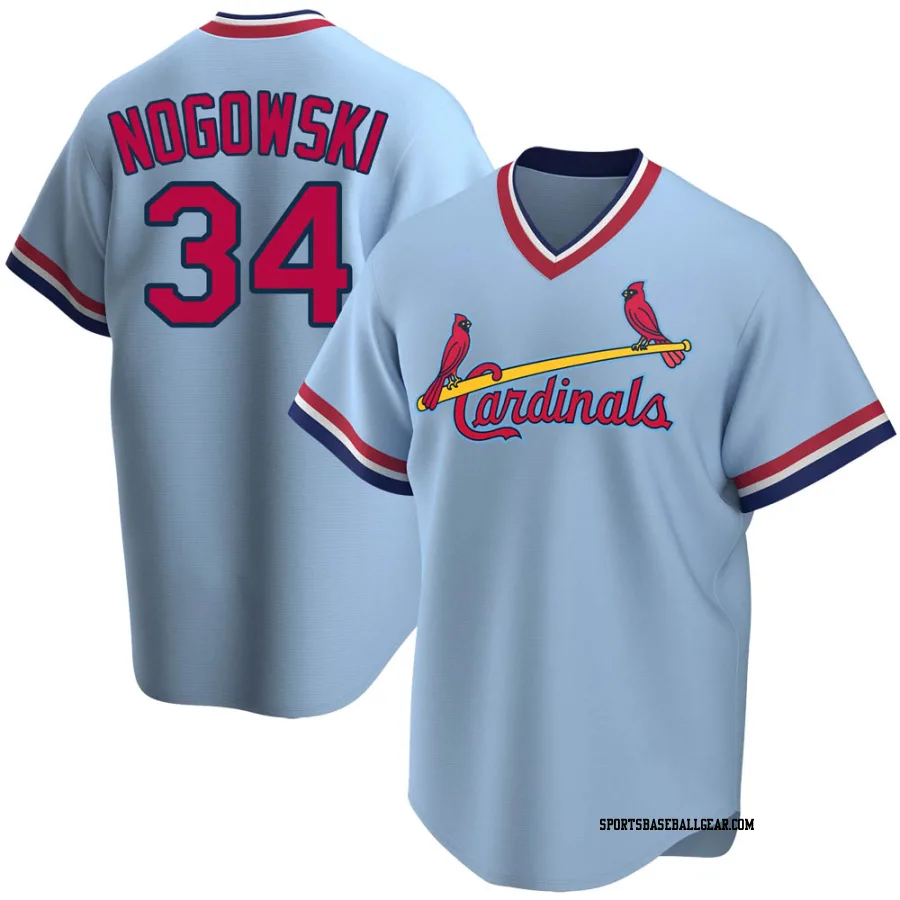 John Nogowski Men's St. Louis Cardinals Light Blue Replica Road Cooperstown Collection Jersey