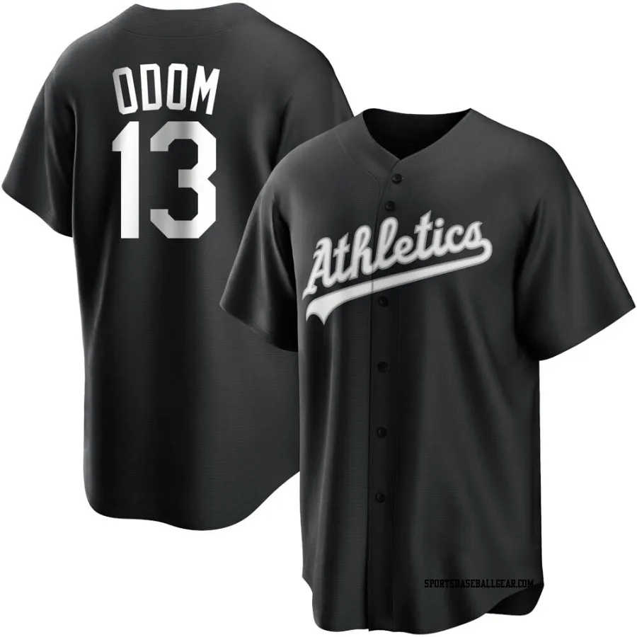 John Odom Men's Oakland Athletics Black/White Replica Jersey