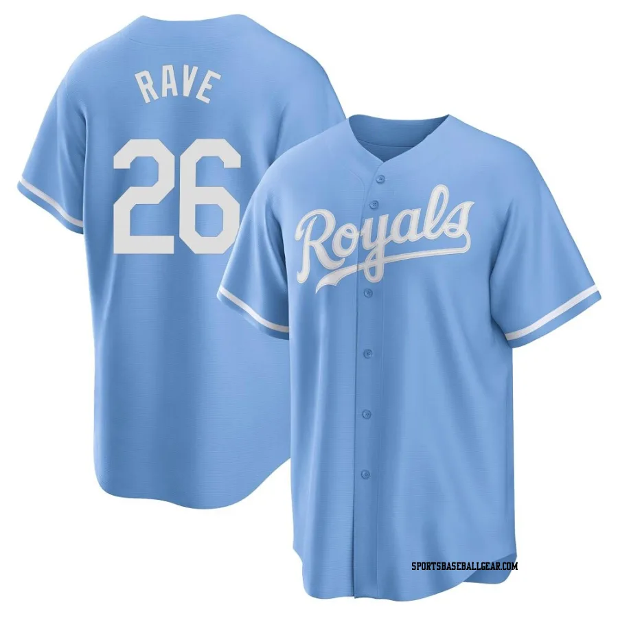 John Rave Men's Kansas City Royals Light Blue Replica 2022 Alternate Jersey