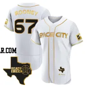 John Rooney Men's Houston Astros White/Gold Authentic 2023 Space City Ready 2 Reign Flex Base Jersey