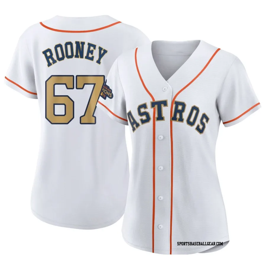 John Rooney Women's Houston Astros Gold Replica White 2023 Collection Jersey