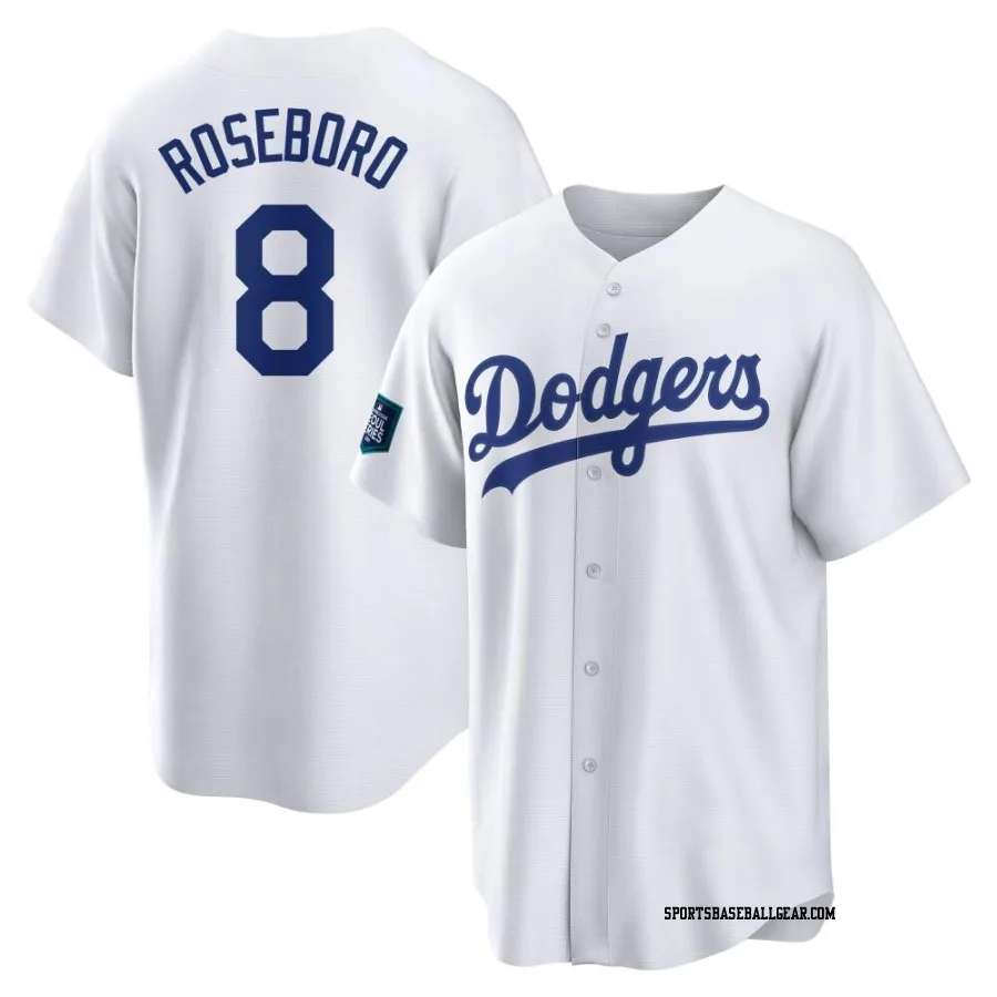 John Roseboro Men's Los Angeles Dodgers White Replica 2024 World Tour Seoul Series Home Jersey