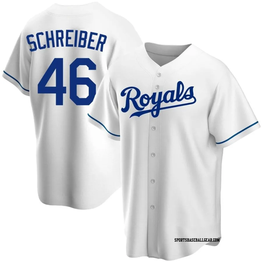 John Schreiber Men's Kansas City Royals White Replica Home Jersey