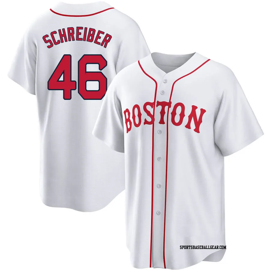 John Schreiber Youth Boston Red Sox White Replica 2021 Patriots' Day Jersey
