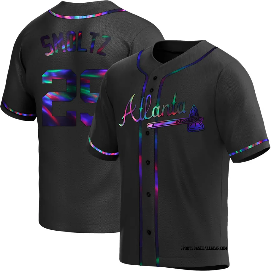 John Smoltz Youth Atlanta Braves Black Holographic Replica Alternate Jersey