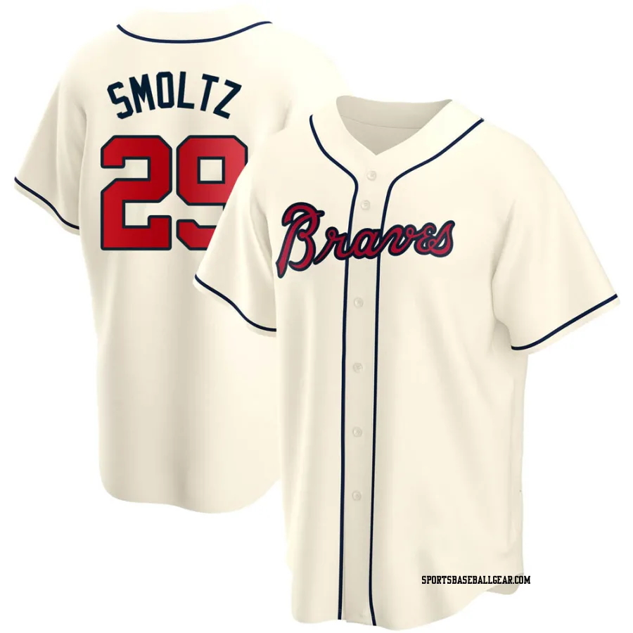 John Smoltz Youth Atlanta Braves Cream Replica Alternate Jersey