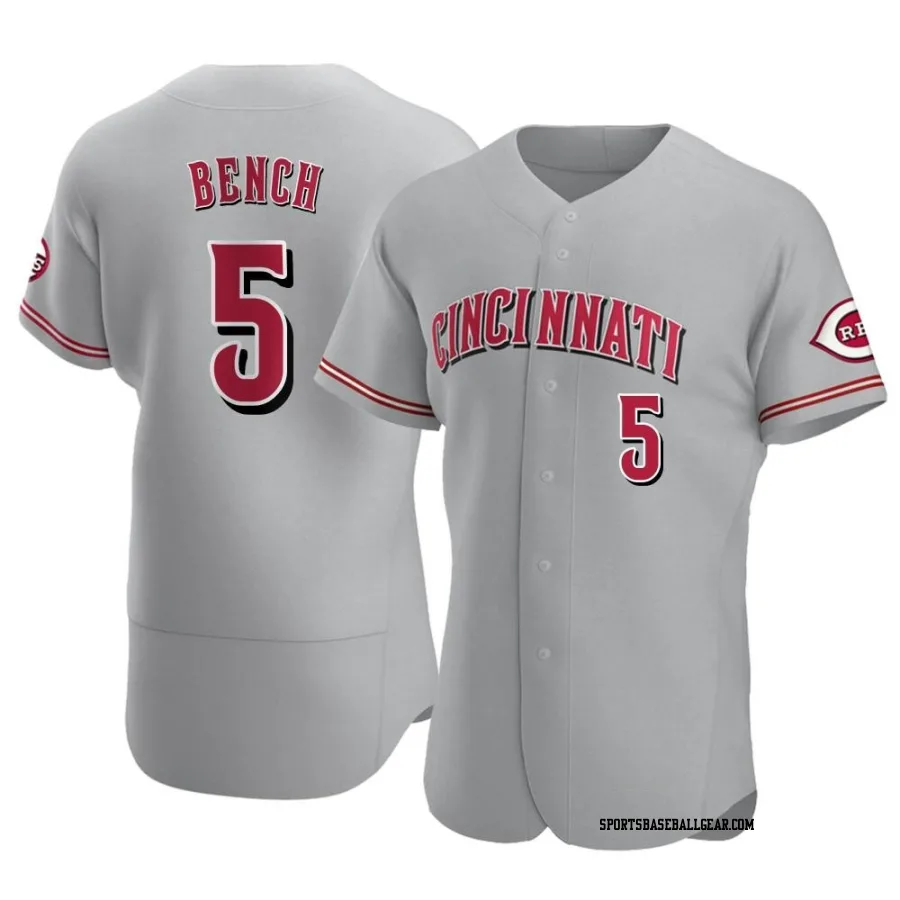Johnny Bench Men's Cincinnati Reds Gray Authentic Road Jersey
